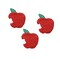 Set of 3, Red Apple with Missing Bite, Embroidered, Iron on Patch